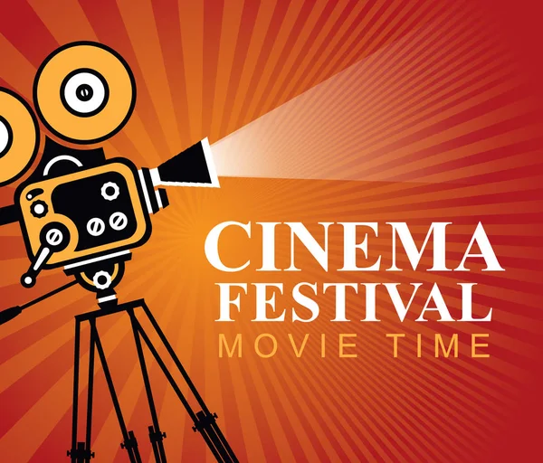 Cinema festival poster met oude filmcamera — Stockvector