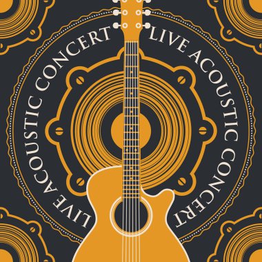 afiş bir akustik hoparlör ve gitar ile