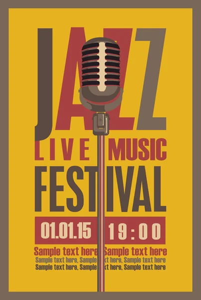 Ρετρό αφίσα για το Φεστιβάλ Τζαζ με μικρόφωνο — Διανυσματικό Αρχείο