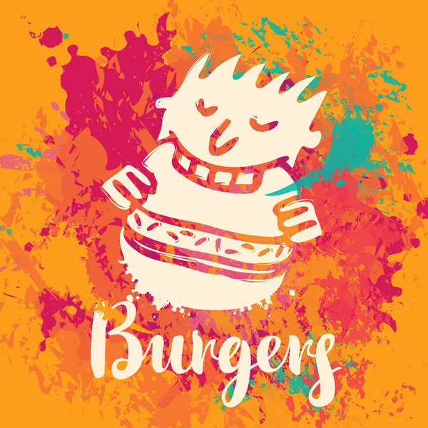 Banner for burger on the abstract background — Stock Vector