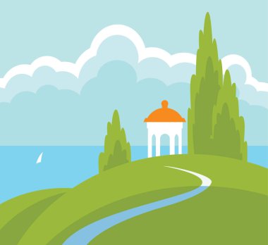 Sahilde gazebo, Bahar yatay