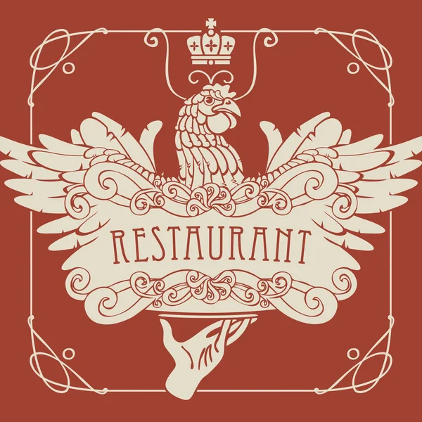 Restaurangens meny med handen, fack och kyckling — Stock vektor