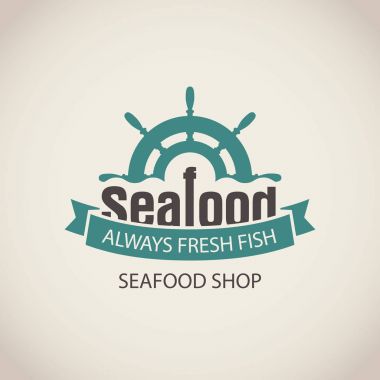 gemi dümen, dalga ve kelimeler ile deniz ürünleri için Banner