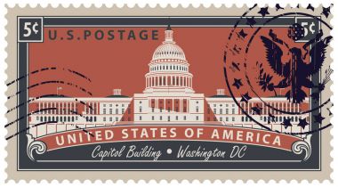 stamp with image of US Capitol in Washington DC clipart