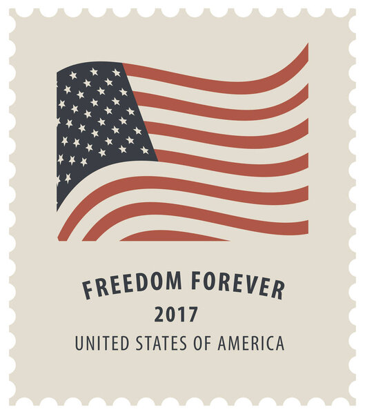 Почтовая марка с изображением американского флага
