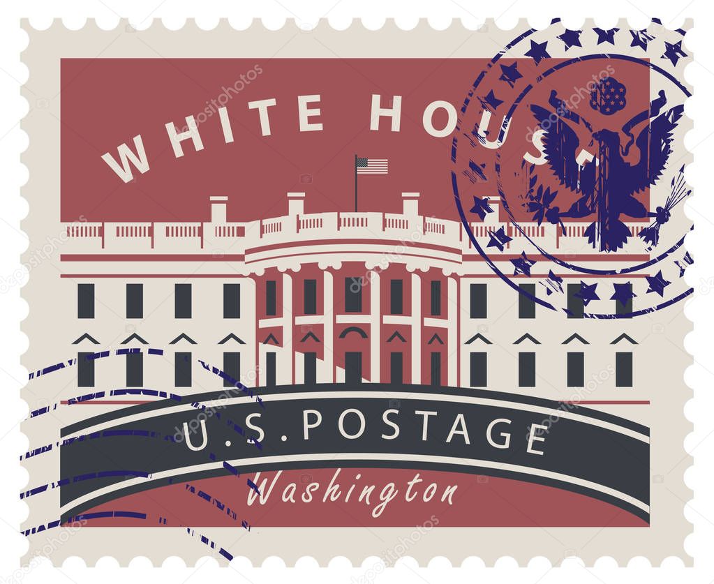 Postage stamp with White house in Washington DC