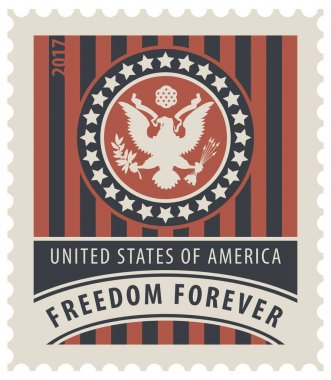 ABD posta pulu kartal ve kelimeler ile