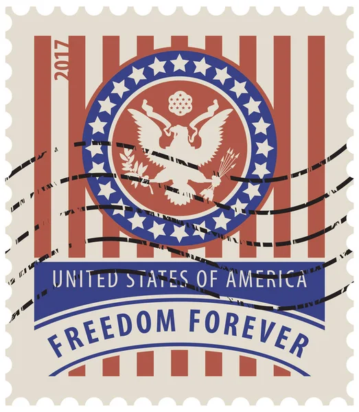USA postzegel met de adelaar en de woorden — Stockvector