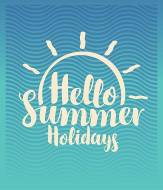 Afiş Merhaba güneş ile yaz tatil seyahat