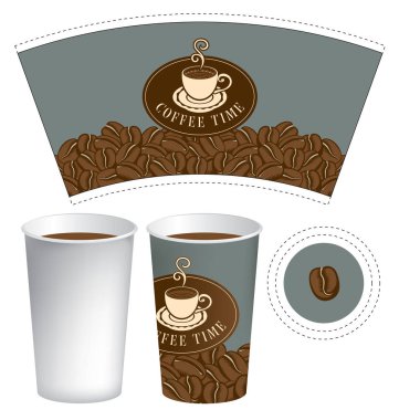 sıcak bir içecek için şablon kağıt bardak kahve fincanı ile