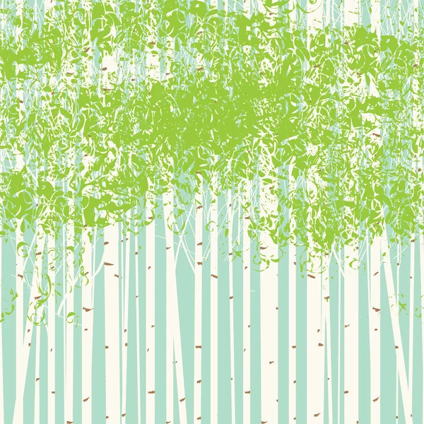 Birch grove vector background against the blue sky — Stock Vector