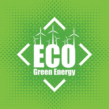 Rüzgar türbinleri ile yeşil enerji kavramını vektör