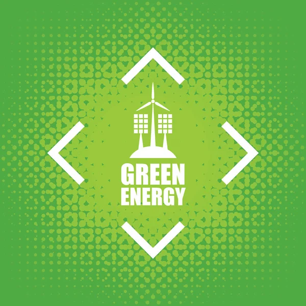 Zielona energia z turbinami wiatrowymi i panelami słonecznymi — Wektor stockowy