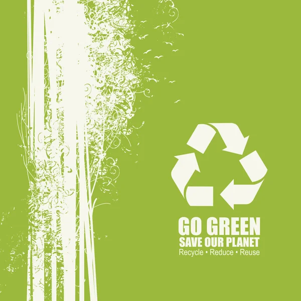 Go Green Recycle Reduce Reuse Eco Poster Concept — Stock Vector