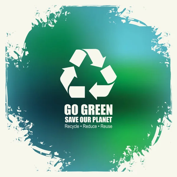 Go Green Recycle Reduce Reuse Eco Poster Concept — Stock Vector