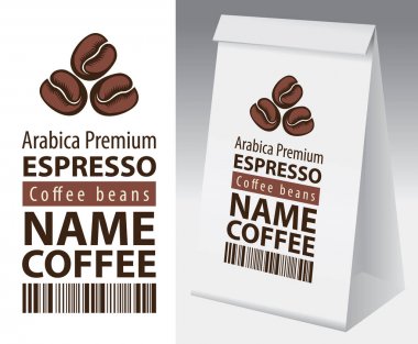 Kahve çekirdeği için etiket ile kağıt ambalaj