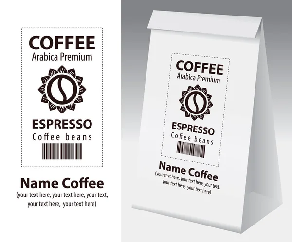 纸包装与标签为咖啡豆 — 图库矢量图片