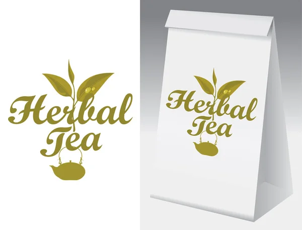 Emballage papier avec étiquette pour tisane . — Image vectorielle