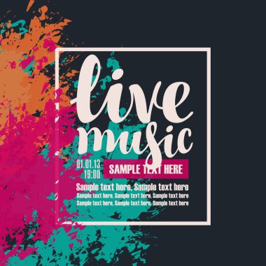 Poster canlı müzik eşliğinde renkli soyut noktalar