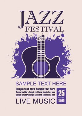 grunge arka plan üzerinde akustik gitar ile banner