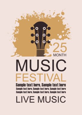 grunge arka plan üzerinde akustik gitar ile banner