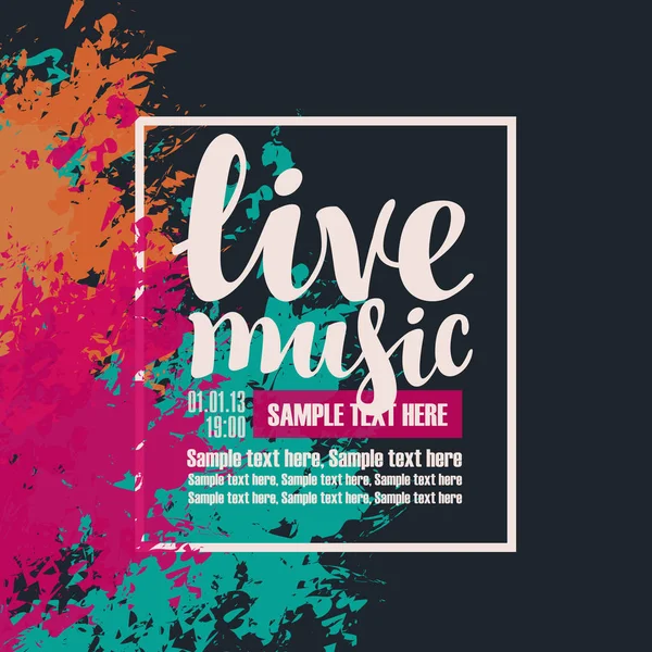 Affiche musique live avec des taches abstraites colorées — Image vectorielle