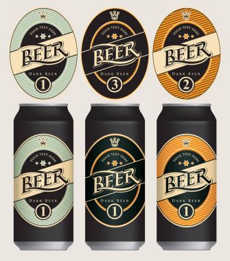 Vector beer labels for three beer cans. clipart