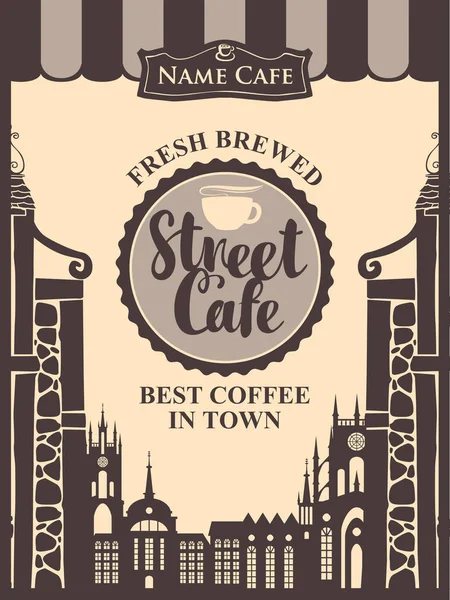 Bannière vectorielle pour café de rue dans la vieille ville — Image vectorielle