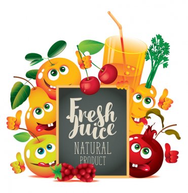komik meyve ile taze meyve suyu için Banner