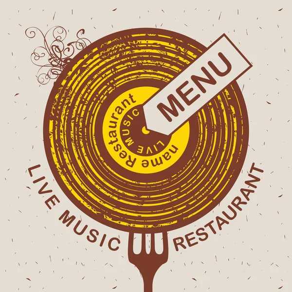 Banner pro menu restaurace s živou hudbou — Stockový vektor