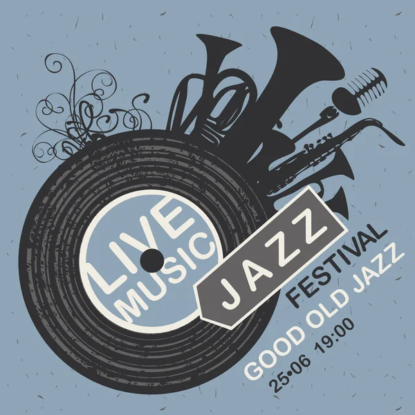 Banner vectorial para el festival de jazz música en vivo — Archivo Imágenes Vectoriales