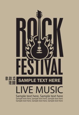 Yangın gitar ile bir rock Festivali için poster