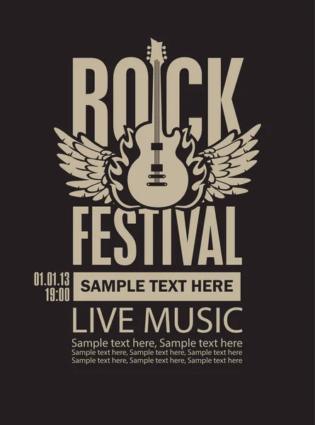 Cartellone vettoriale per il Rock Festival musica dal vivo — Vettoriale Stock