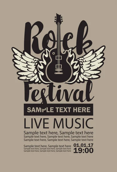 Cartelera vectorial para Rock Festival música en vivo — Vector de stock