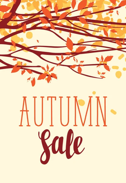 Autumn sale banner with inscription and branches — Stock Vector