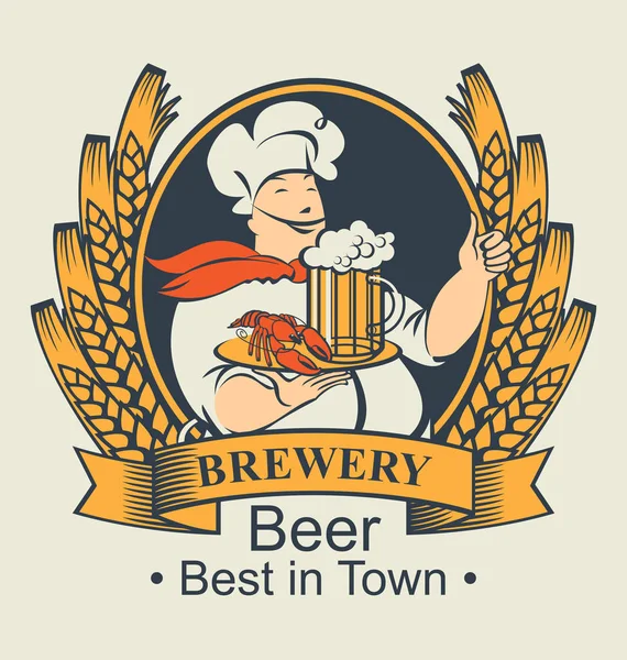 Şef, bira cam ve kerevit ile arması