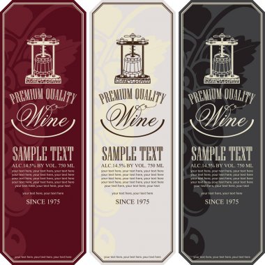 şarap şarap basın ve üzüm için etiketleri