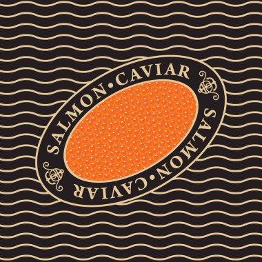 Arka plan dalgalar üzerinde oval bir yemek üzerinde kırmızı havyar