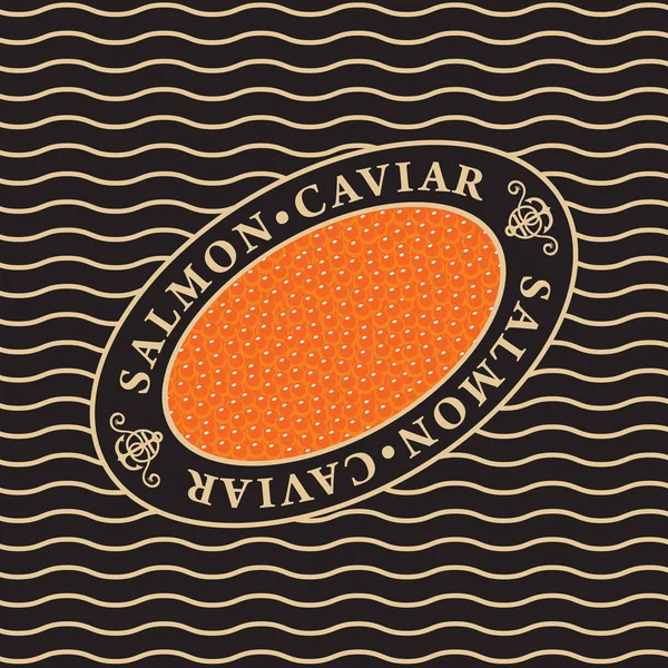 Arka plan dalgalar üzerinde oval bir yemek üzerinde kırmızı havyar