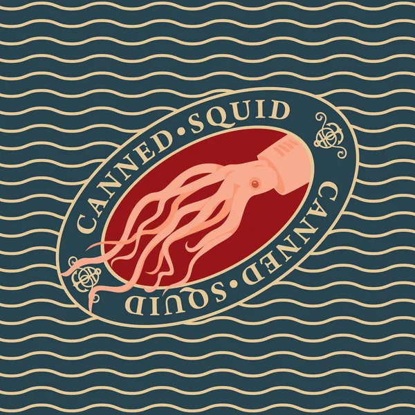 arka plan dalgalar üzerinde oval tabak konserve kalamar