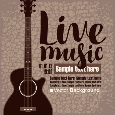 akustik gitar ile canlı müzik konser için poster
