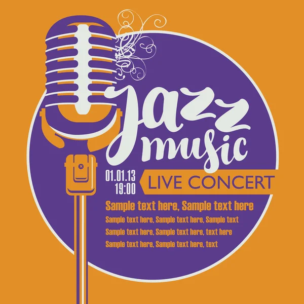 Affiche pour concert de musique jazz avec microphone — Image vectorielle