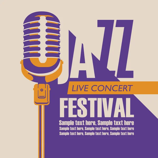 Cartel para concierto de música jazz con micrófono — Archivo Imágenes Vectoriales
