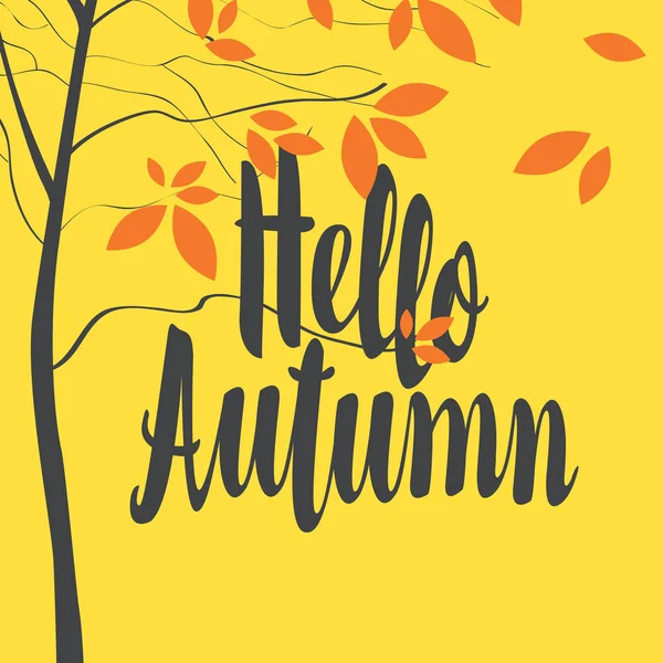 Paisagem com folhas de outono em ramos de árvores — Vetor de Stock
