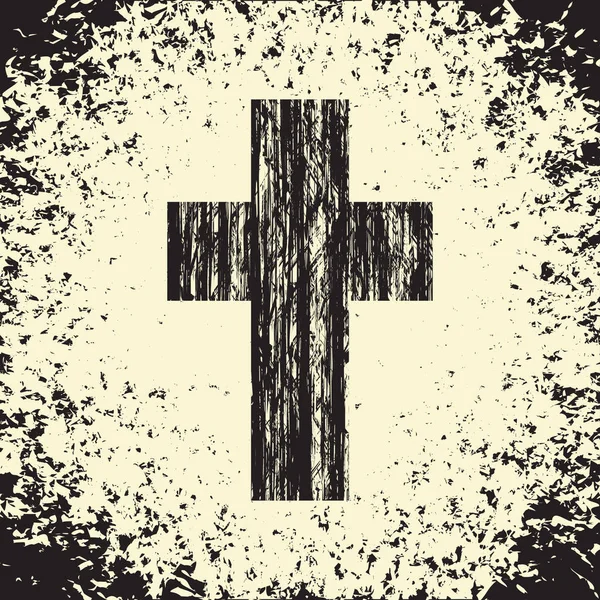 Cruz negra sobre texturas de fondo grunge — Archivo Imágenes Vectoriales