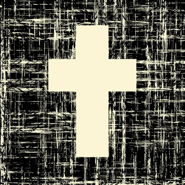 Croix noire sur fond grunge textures — Image vectorielle