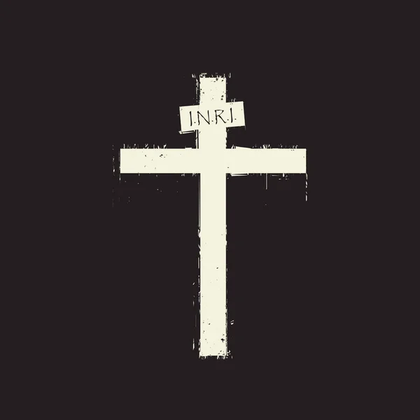 Cruz de luz con salpicaduras y goteos estilo grunge — Vector de stock