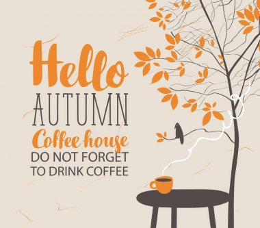 kahve Tema Kupası ile sonbahar manzara