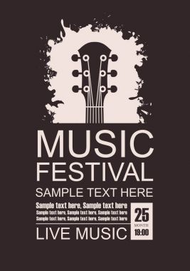 bir gitar klavyesine ile Müzik Festivali için Banner