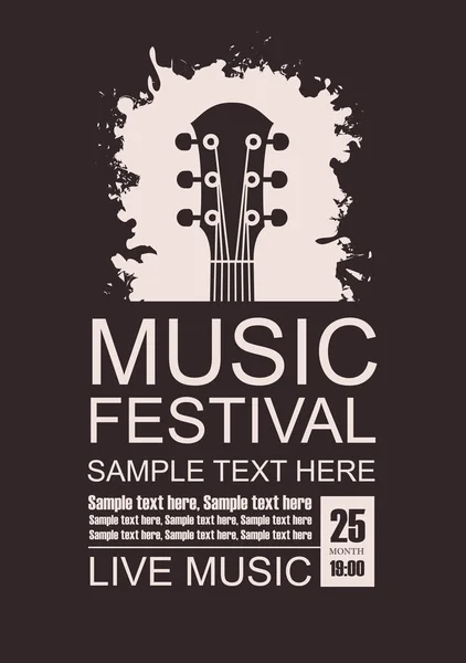 Banner für Musikfestival mit Griffbrett — Stockvektor